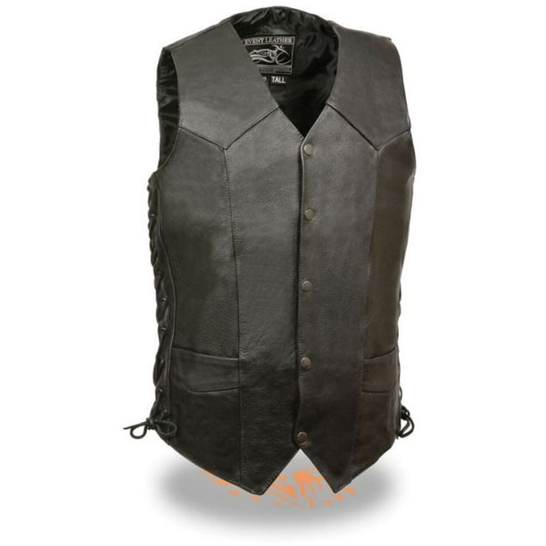 Jet Motorcycle Motorbike Leather Biker Riding Vest Side Laces M, Black Jet Motorcycle Motorbike Leather Biker Riding Vest Side Laces M, Black